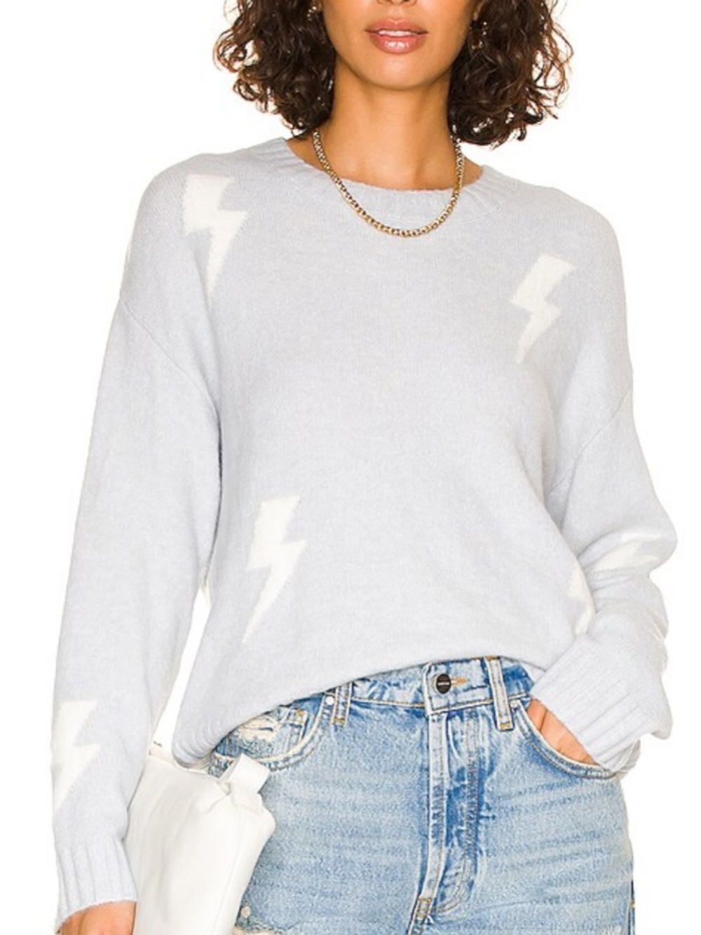 Rails Perci Sweater Grey White Lightning Cashmere Blend Crewneck Medium